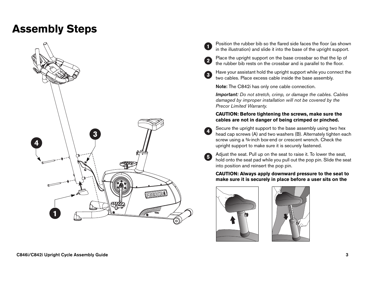 Assembly steps | Precor Commercial Cycles C846i User Manual | Page 65 / 68