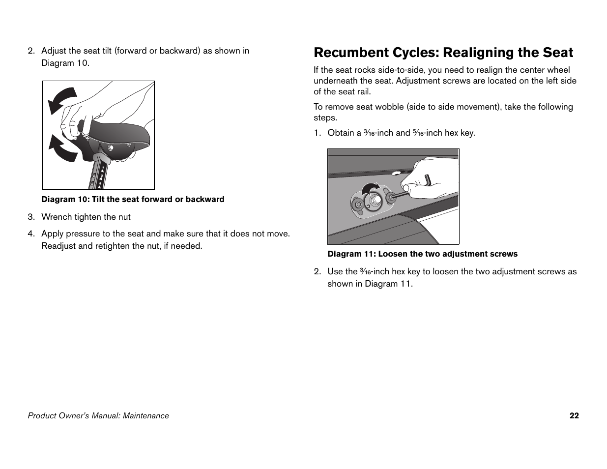 Recumbent cycles: realigning the seat | Precor C842i User Manual | Page 24 / 72