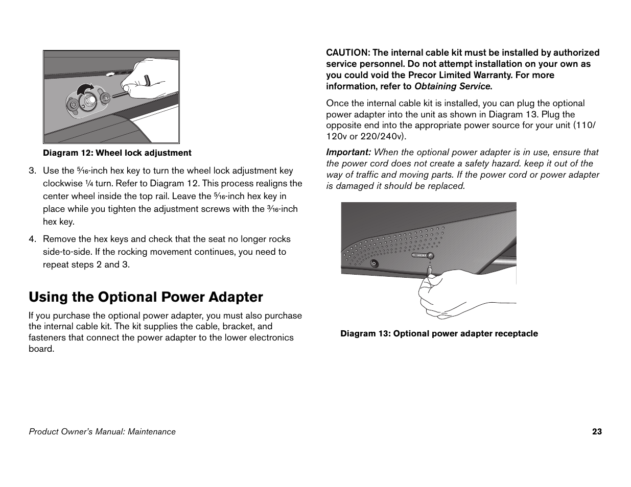 Using the optional power adapter | Precor C842i User Manual | Page 25 / 72