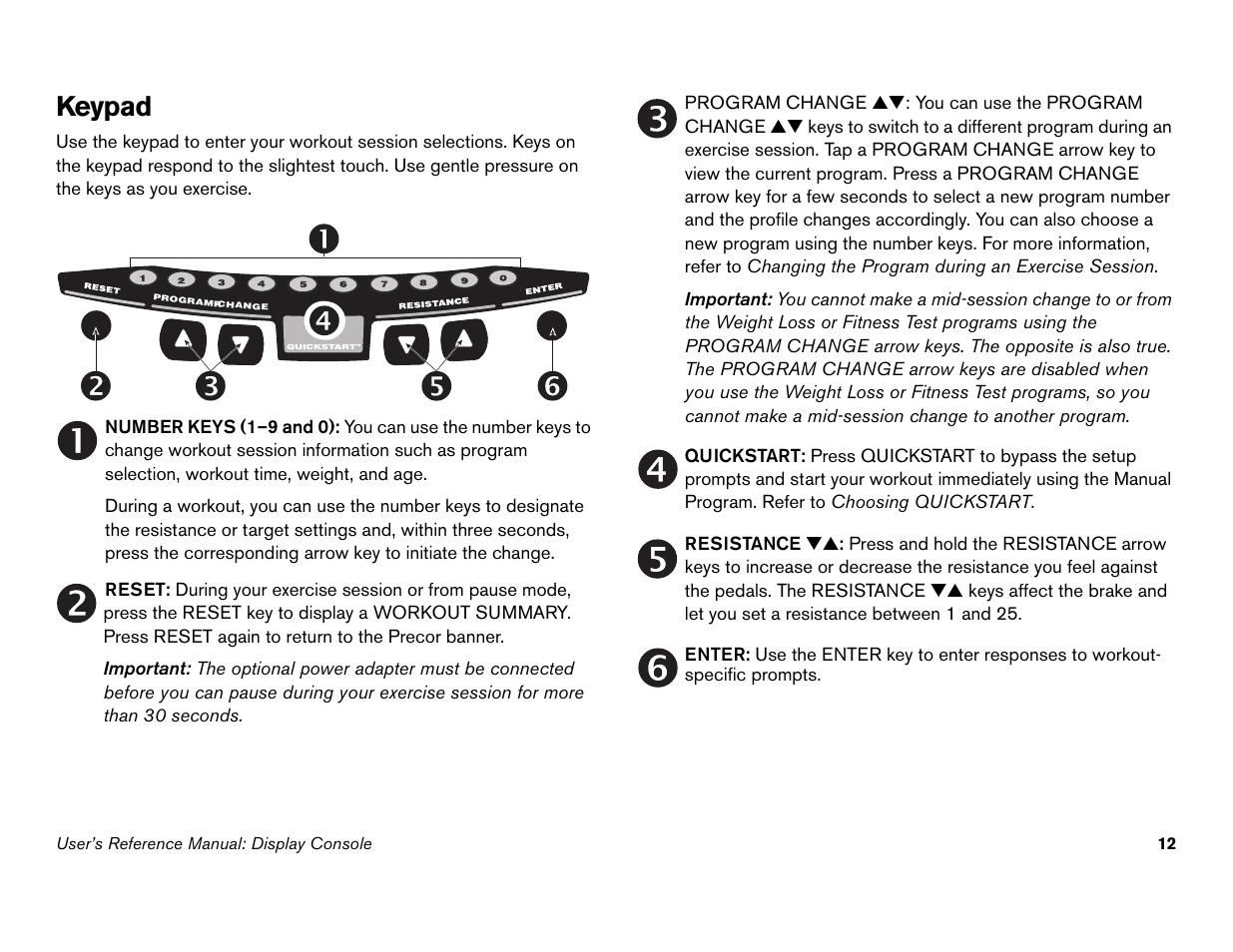 Keypad | Precor C842i User Manual | Page 46 / 72