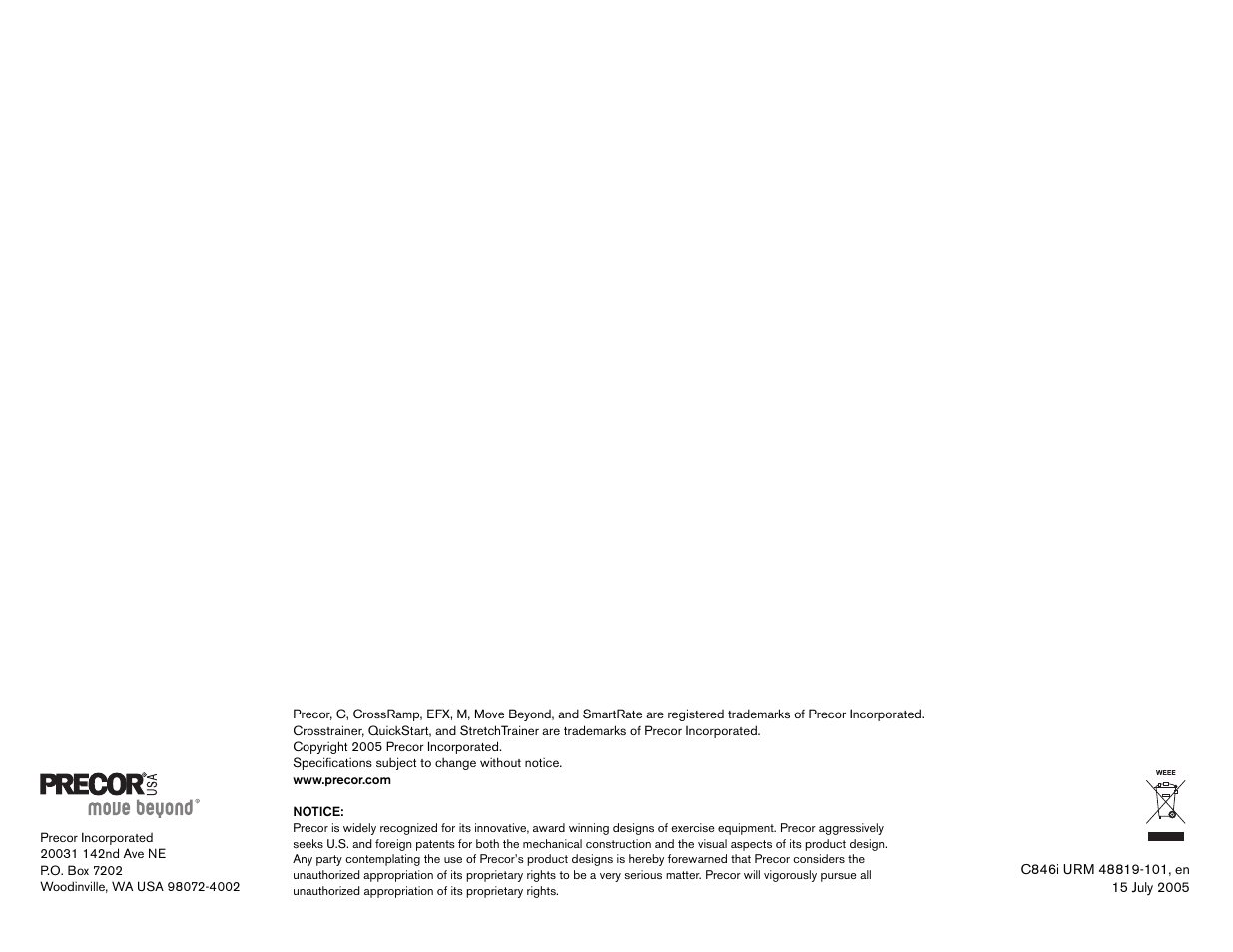 Precor C842i User Manual | Page 64 / 72