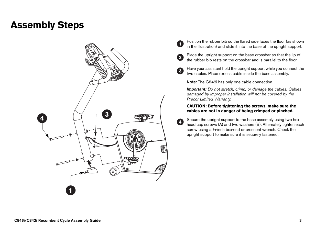 Assembly steps | Precor C842i User Manual | Page 69 / 72