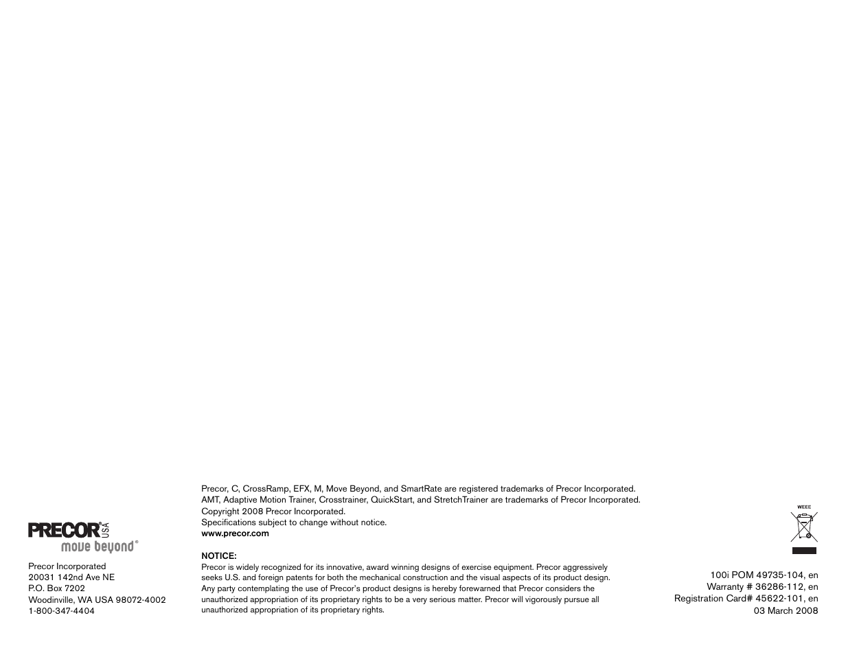 Precor 100i User Manual | Page 28 / 80