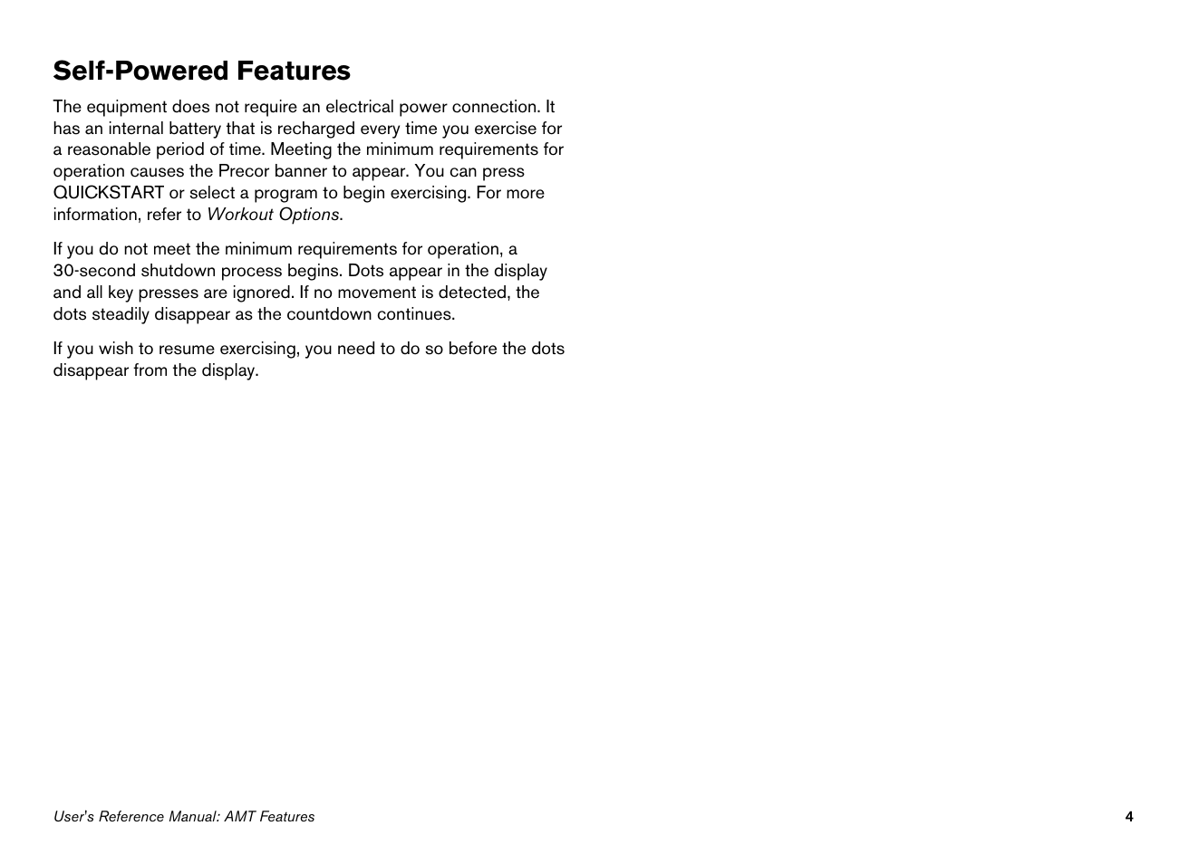 Self-powered features | Precor 100i User Manual | Page 34 / 80