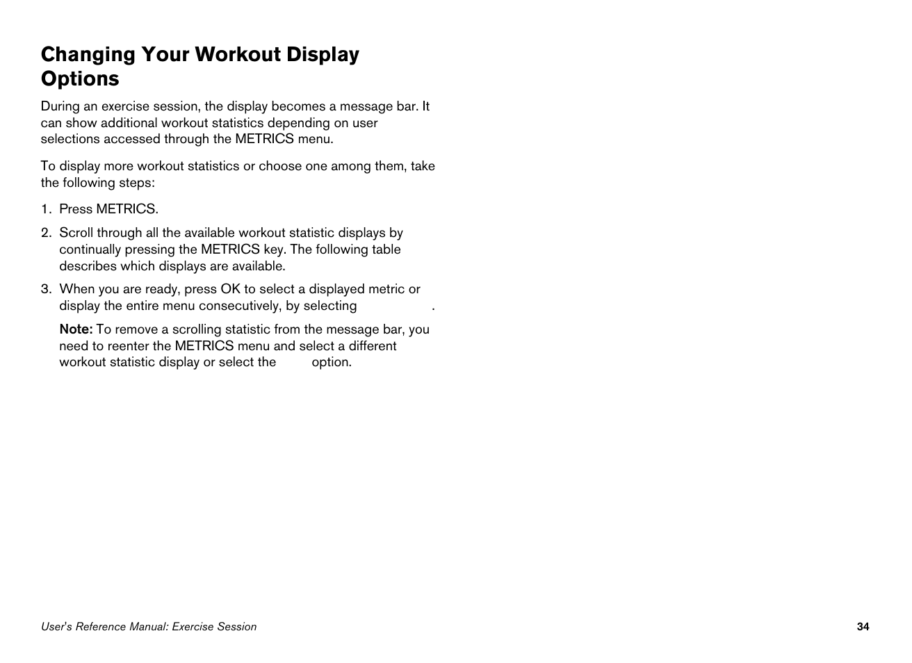 Changing your workout display options | Precor 100i User Manual | Page 64 / 80