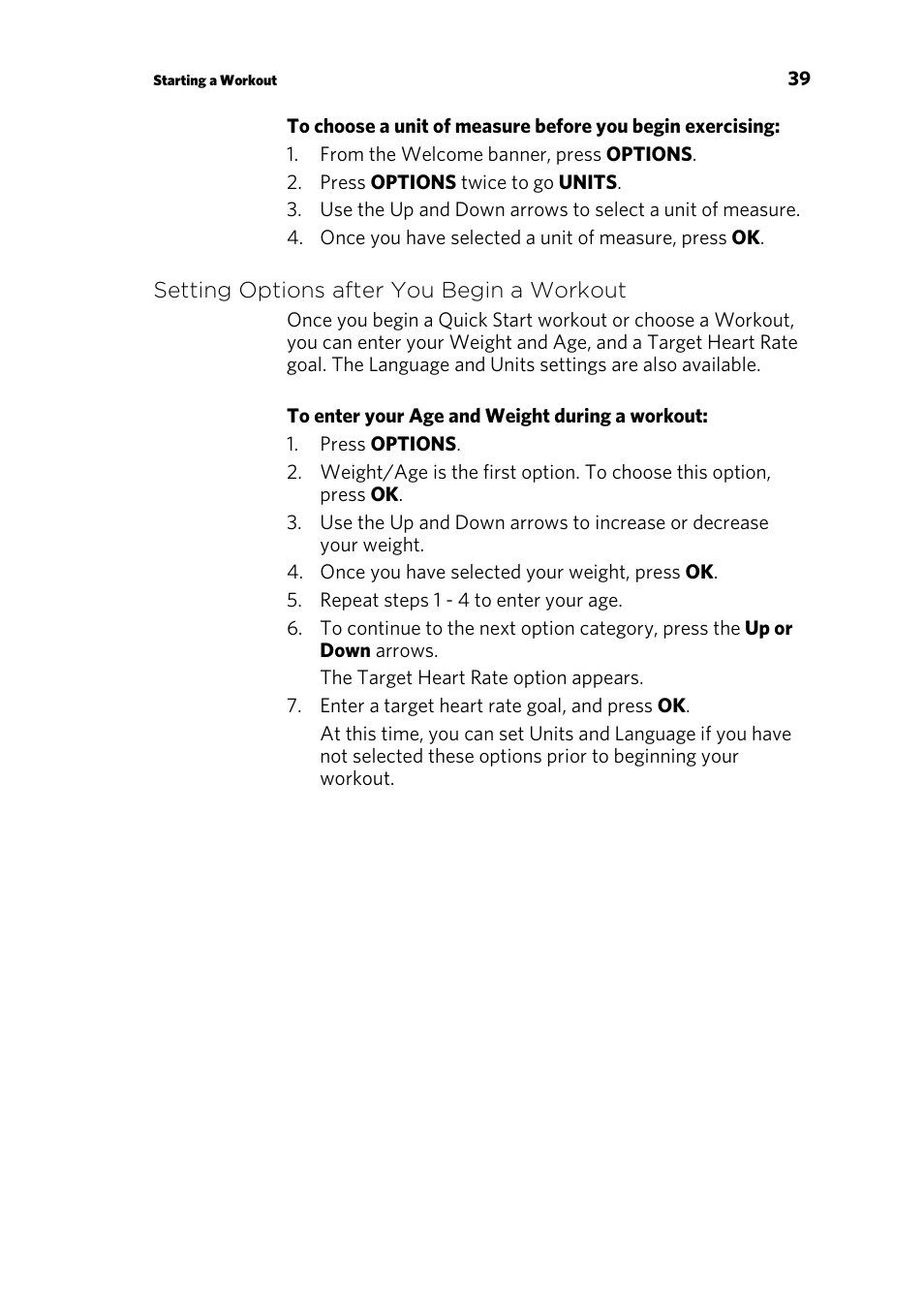 Setting options after you begin a workout | Precor EFX 883 User Manual | Page 97 / 104