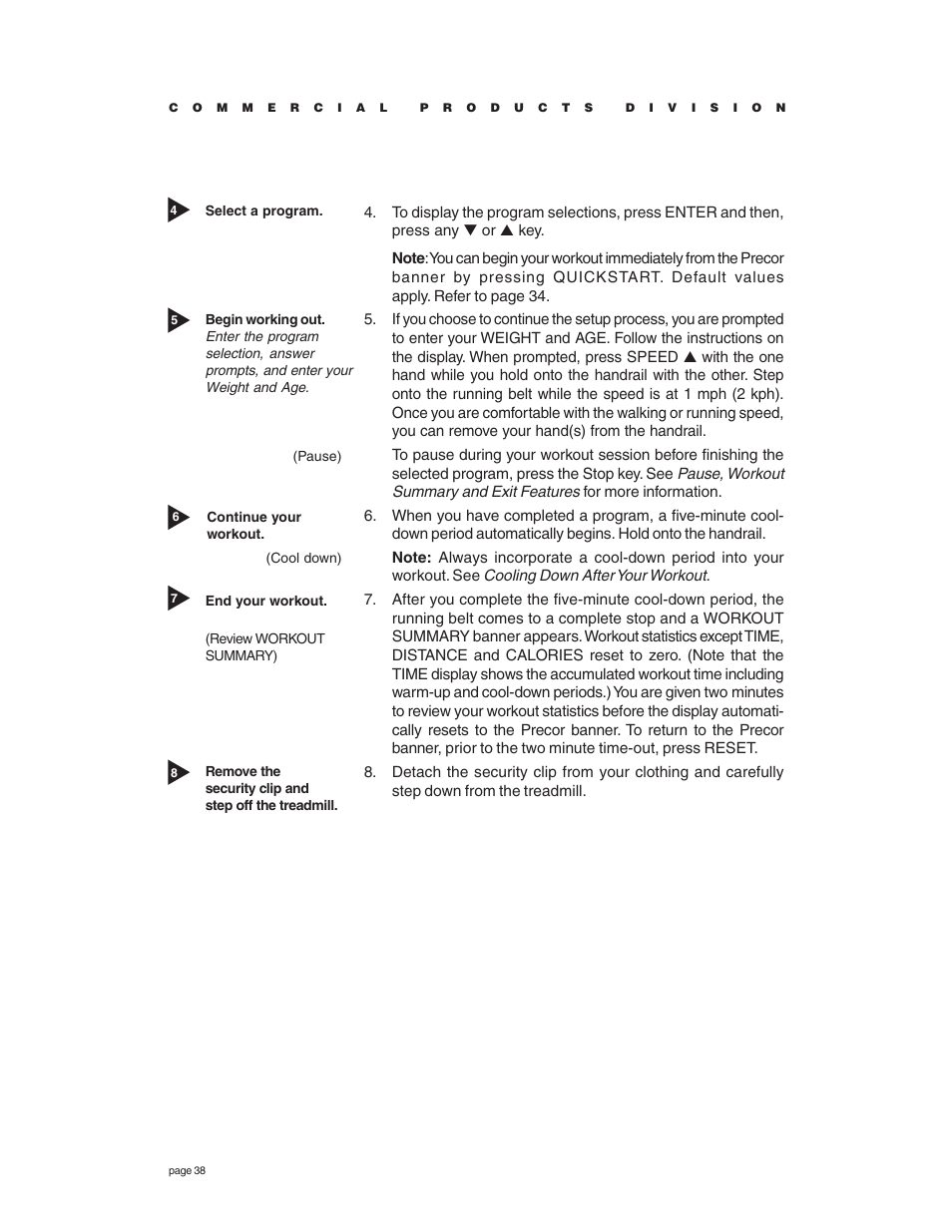 Precor C936i User Manual | Page 38 / 52