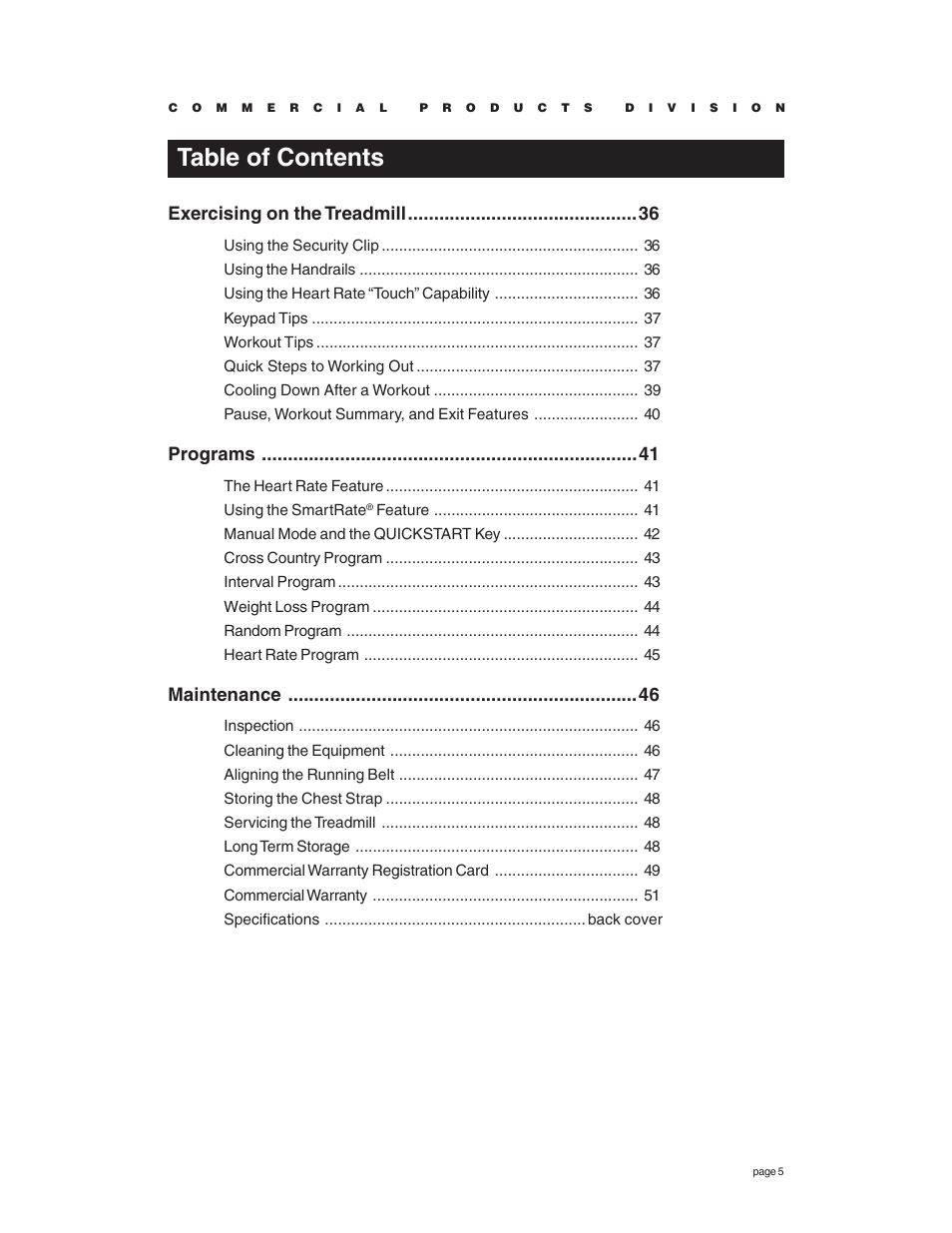 Precor C936i User Manual | Page 5 / 52