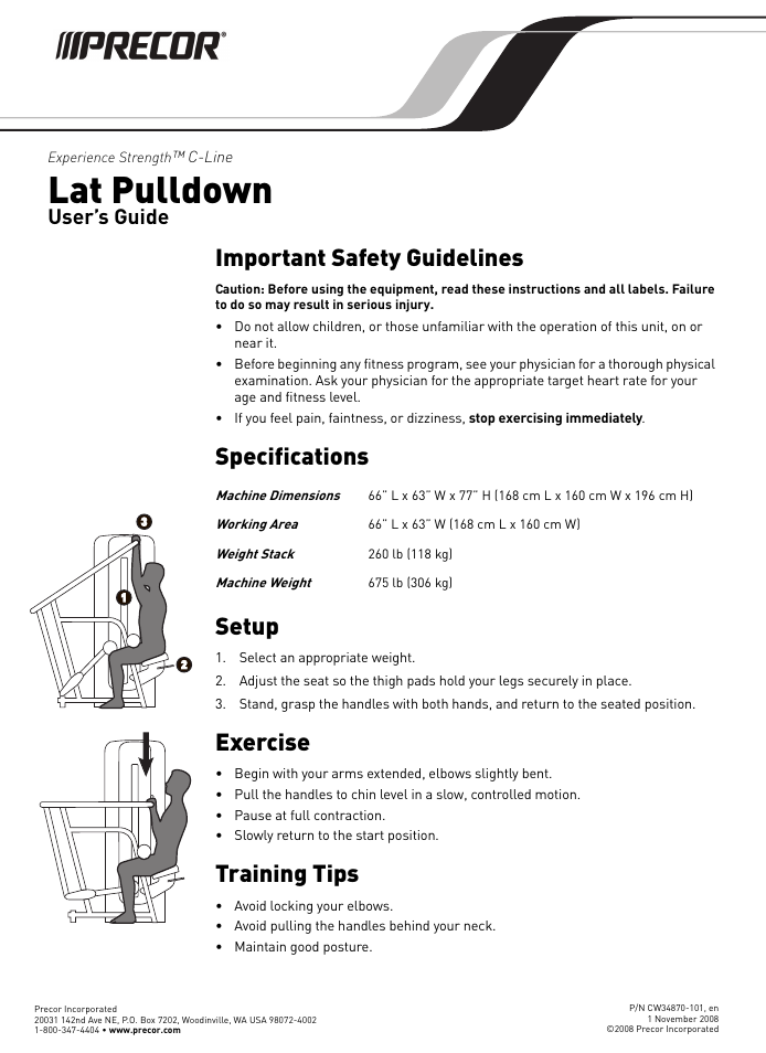 Precor CW34870-101 User Manual | 45 pages