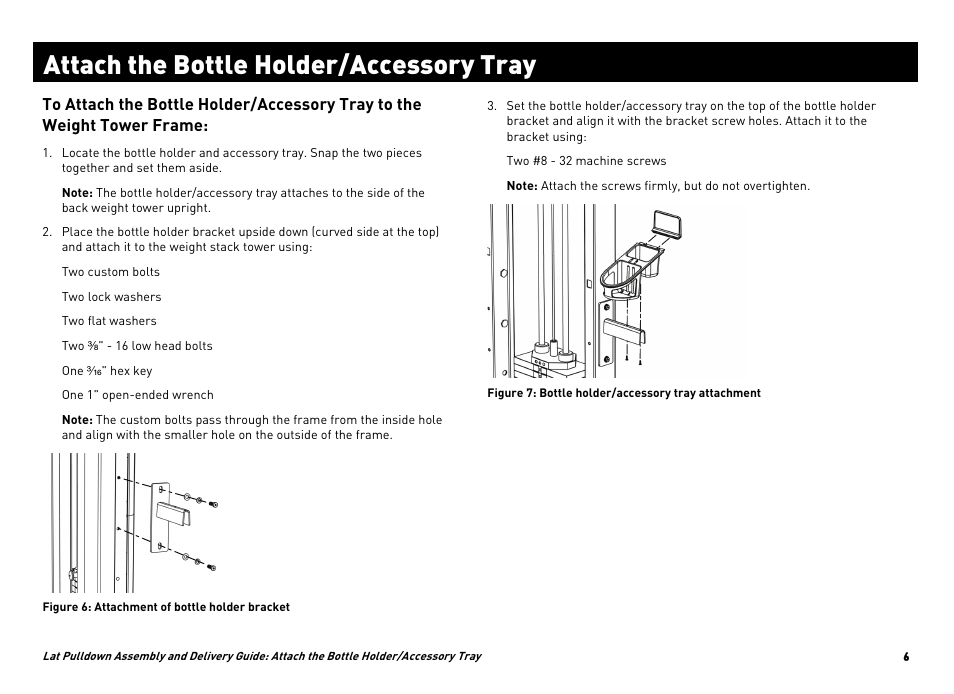 Attach the bottle holder/accessory tray | Precor CW34870-101 User Manual | Page 33 / 45