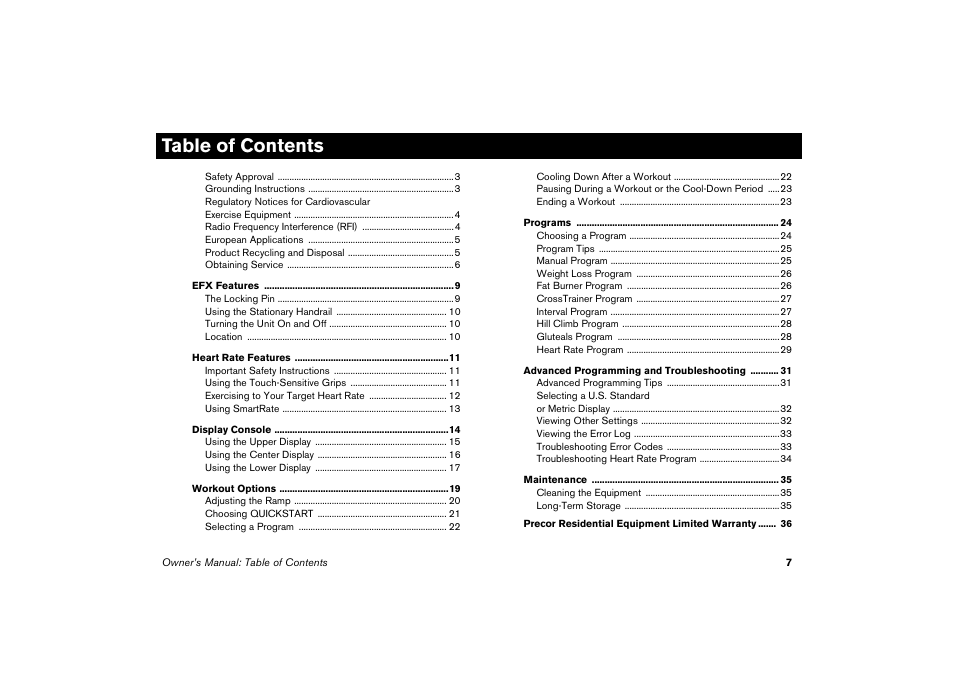 Precor EFX 5.23 User Manual | Page 9 / 59