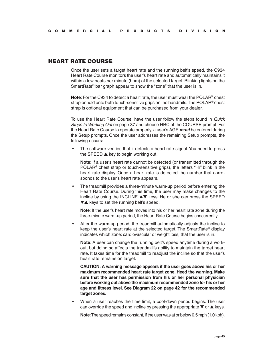 Heart rate course | Precor C934 User Manual | Page 45 / 60