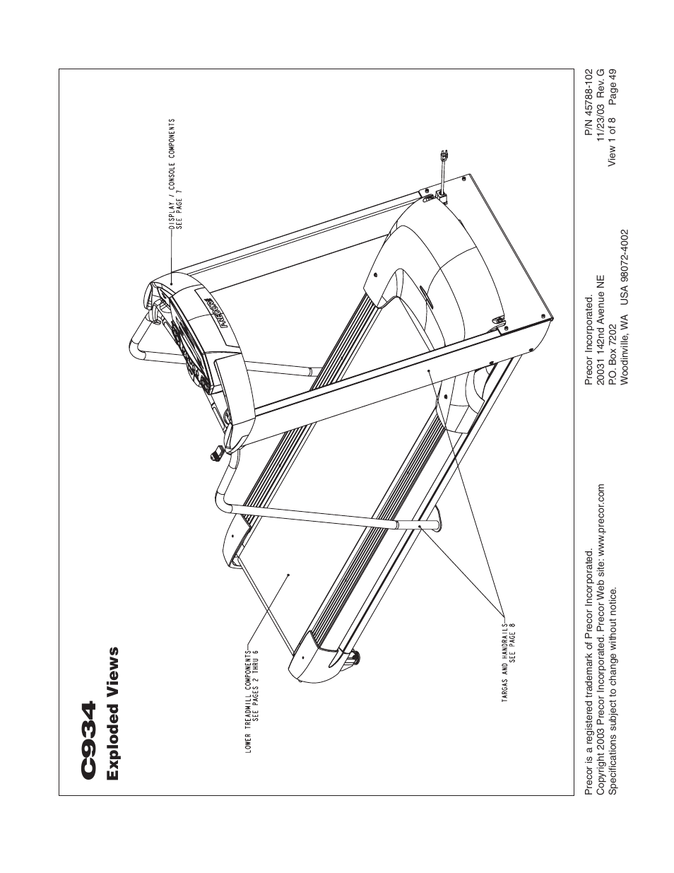 C934, Exploded v iews | Precor C934 User Manual | Page 49 / 60