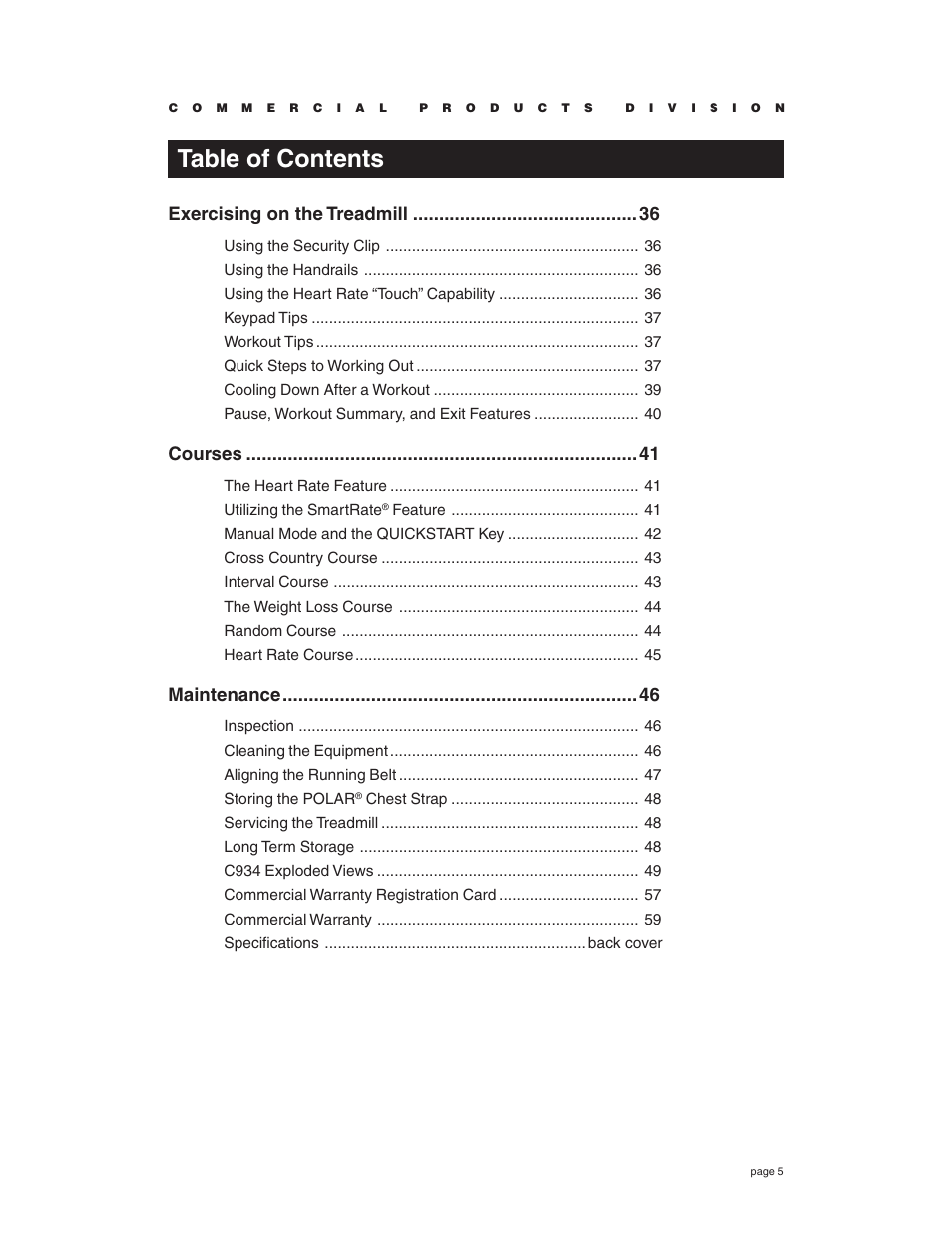 Precor C934 User Manual | Page 5 / 60