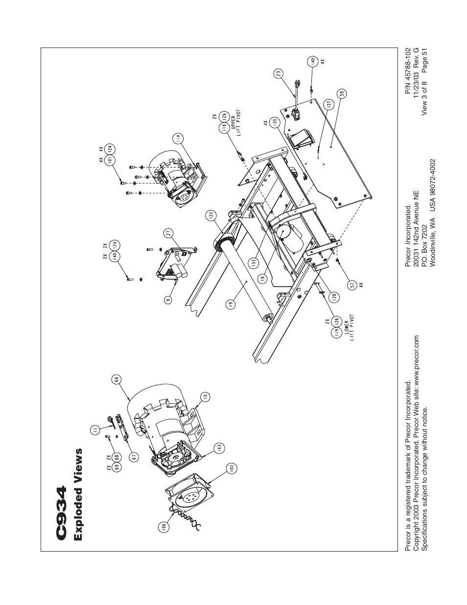 C934, Exploded v iews | Precor C934 User Manual | Page 51 / 60