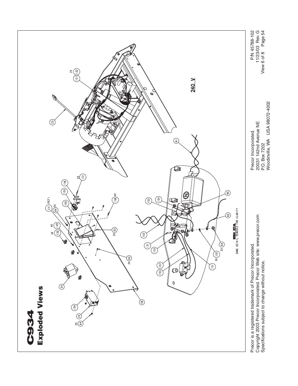 C934, Exploded v iews | Precor C934 User Manual | Page 54 / 60