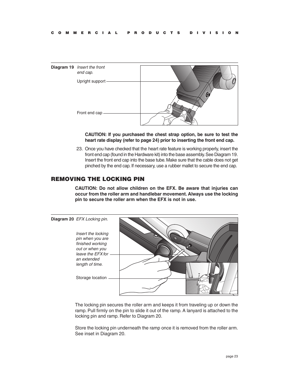 Removing the locking pin | Precor EFX534i t User Manual | Page 23 / 52