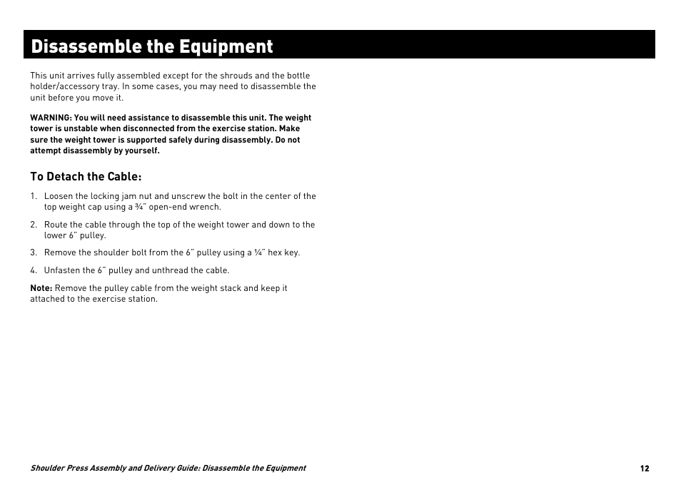 Disassemble the equipment | Precor CW34864-101 User Manual | Page 39 / 45