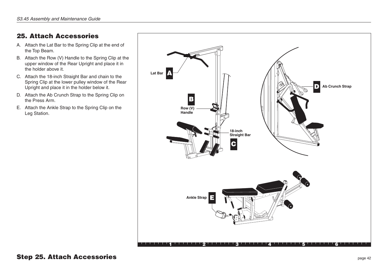 Attach accessories, Step 25. attach accessories a | Precor Strength-Training S3.45 User Manual | Page 42 / 54