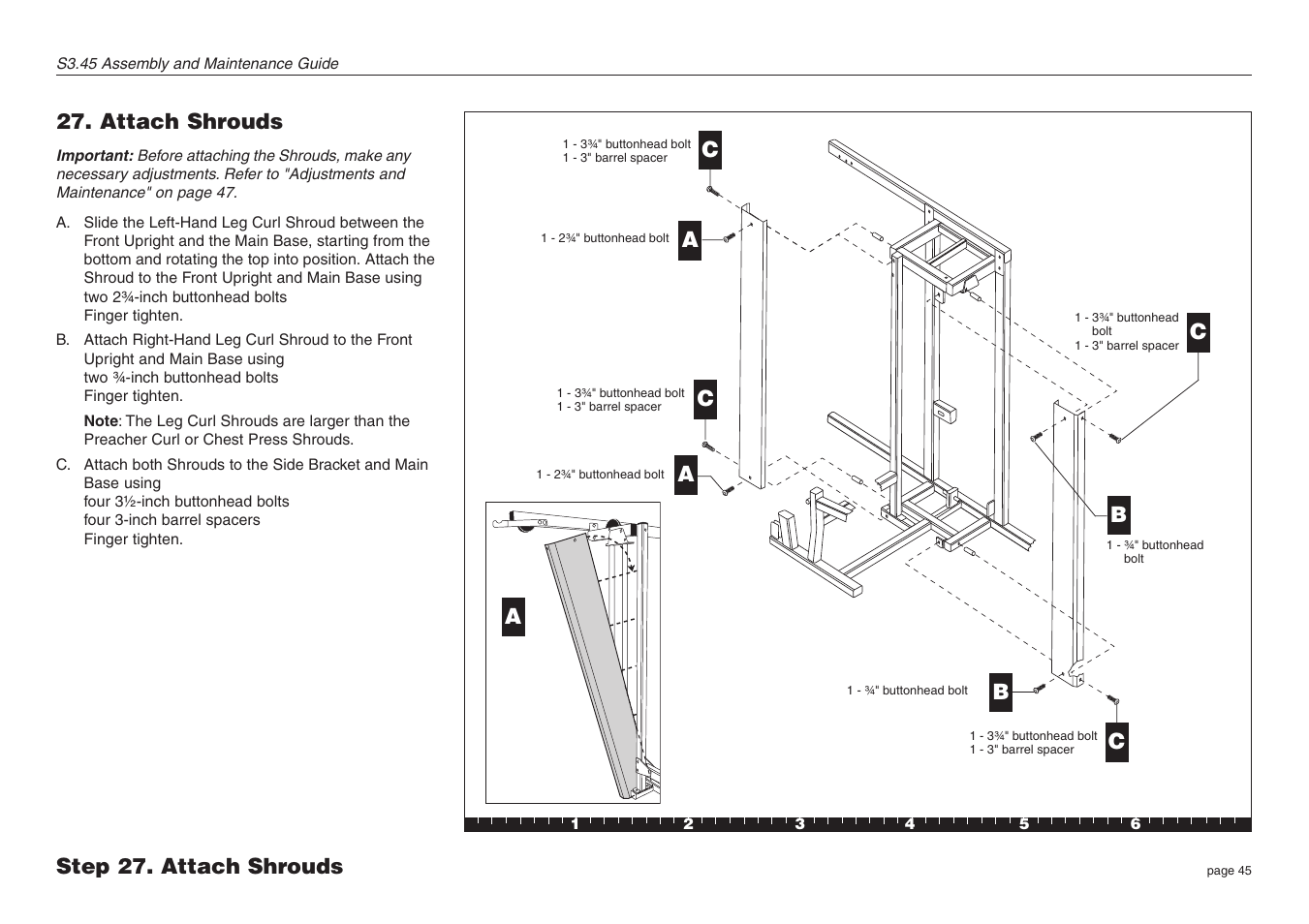 Attach shrouds | Precor Strength-Training S3.45 User Manual | Page 45 / 54