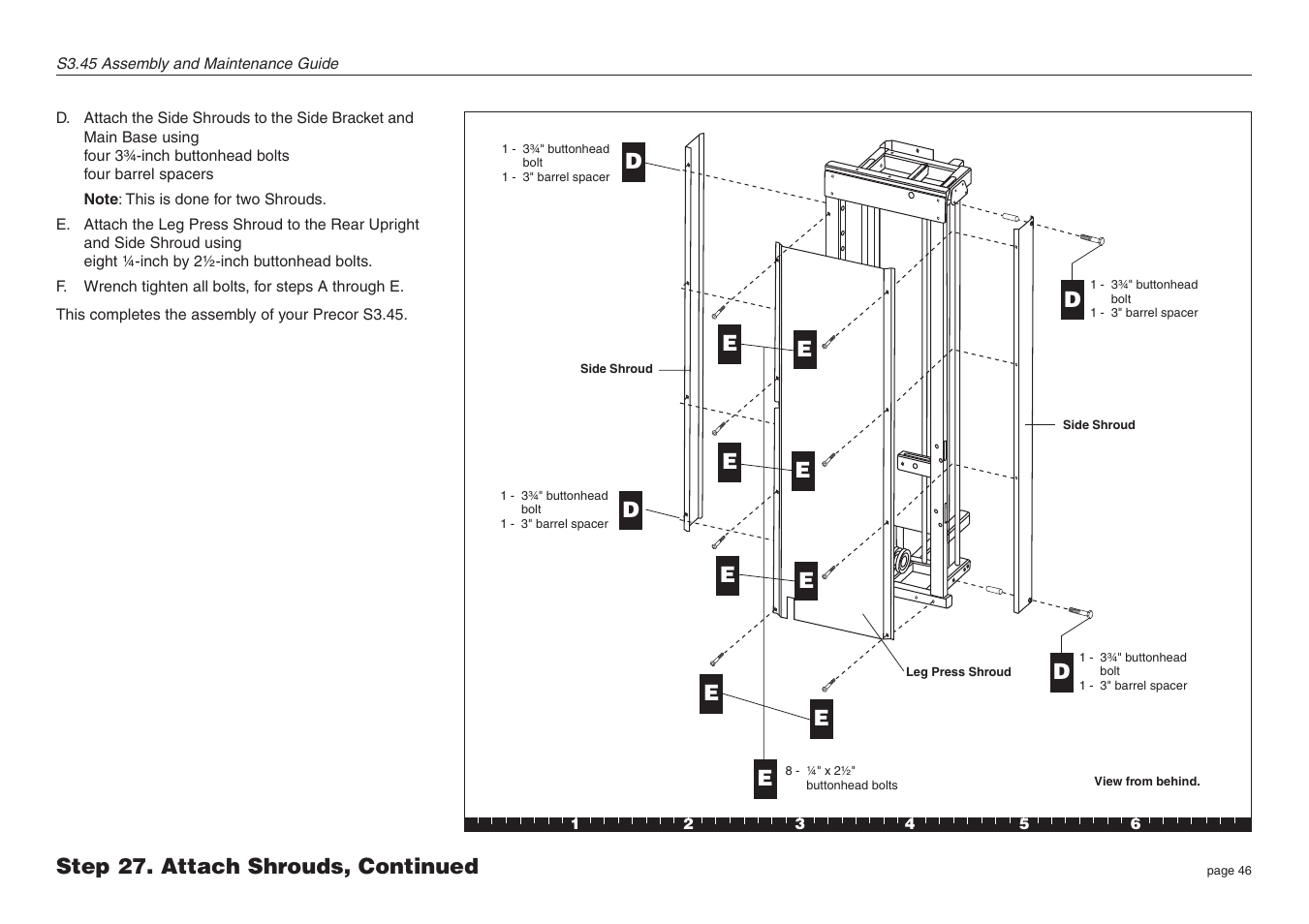 Step 27. attach shrouds, continued | Precor Strength-Training S3.45 User Manual | Page 46 / 54