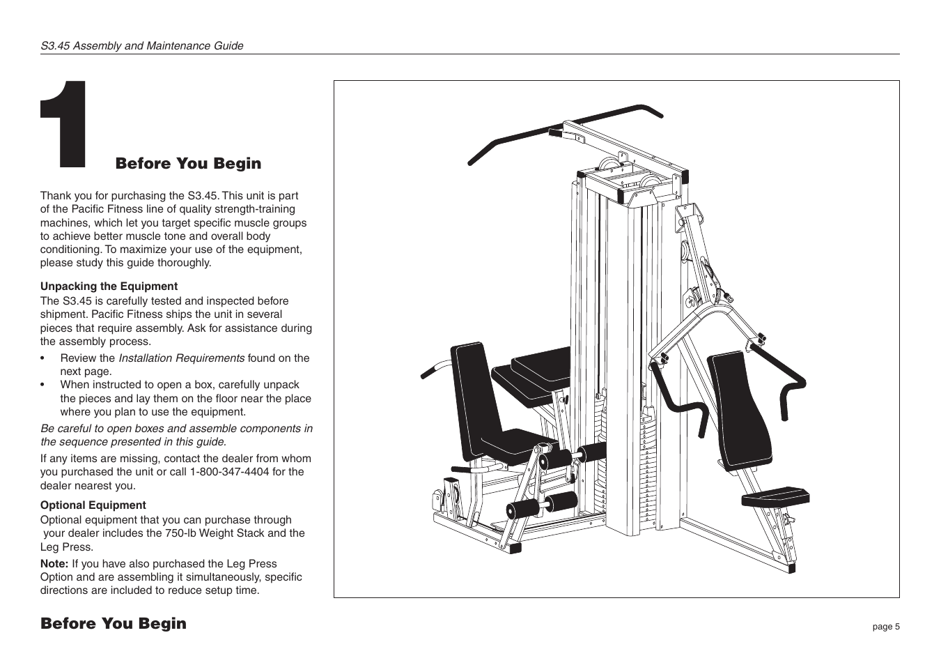 Before you begin | Precor Strength-Training S3.45 User Manual | Page 5 / 54