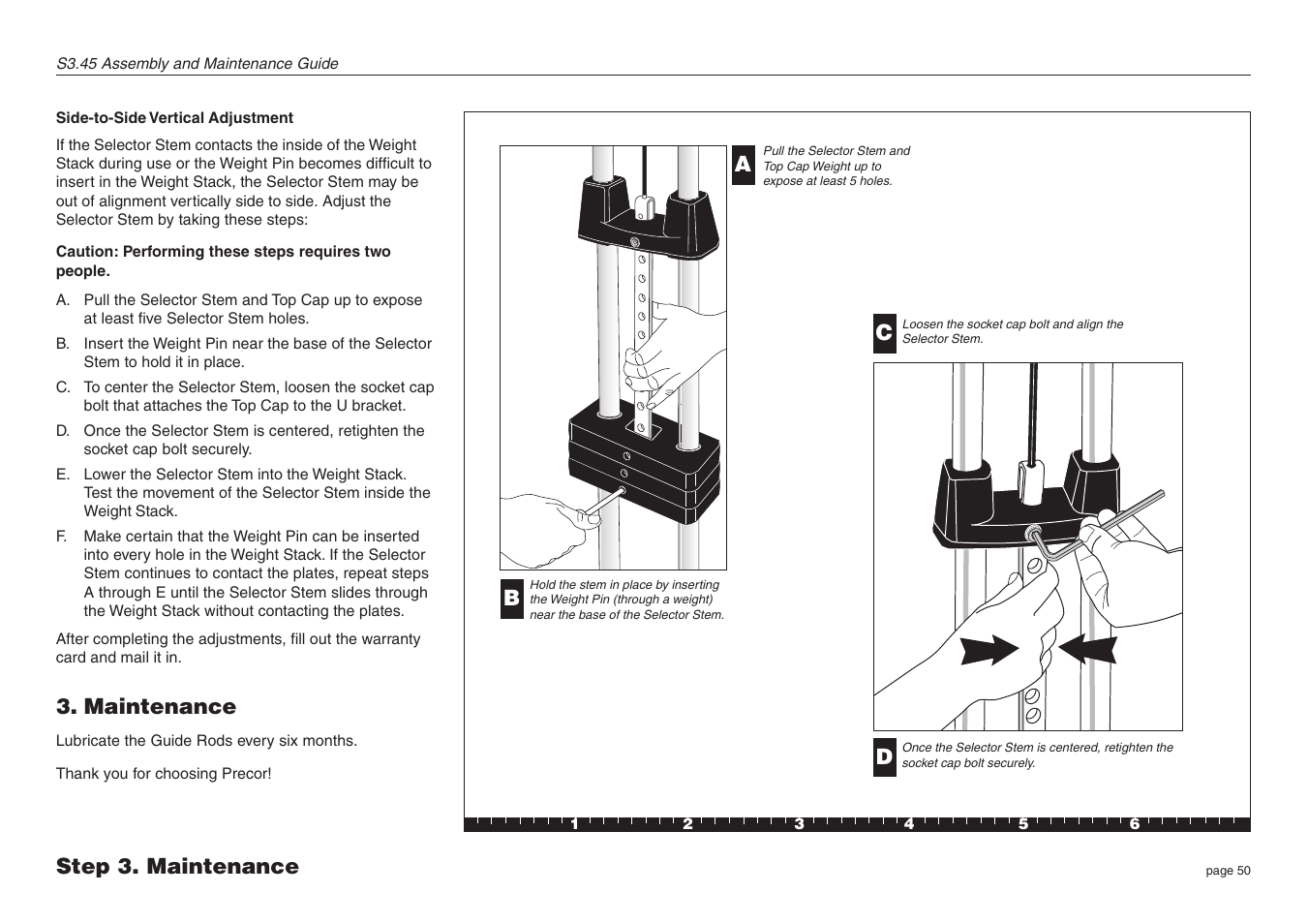 Maintenance, Step 3. maintenance a b | Precor Strength-Training S3.45 User Manual | Page 50 / 54