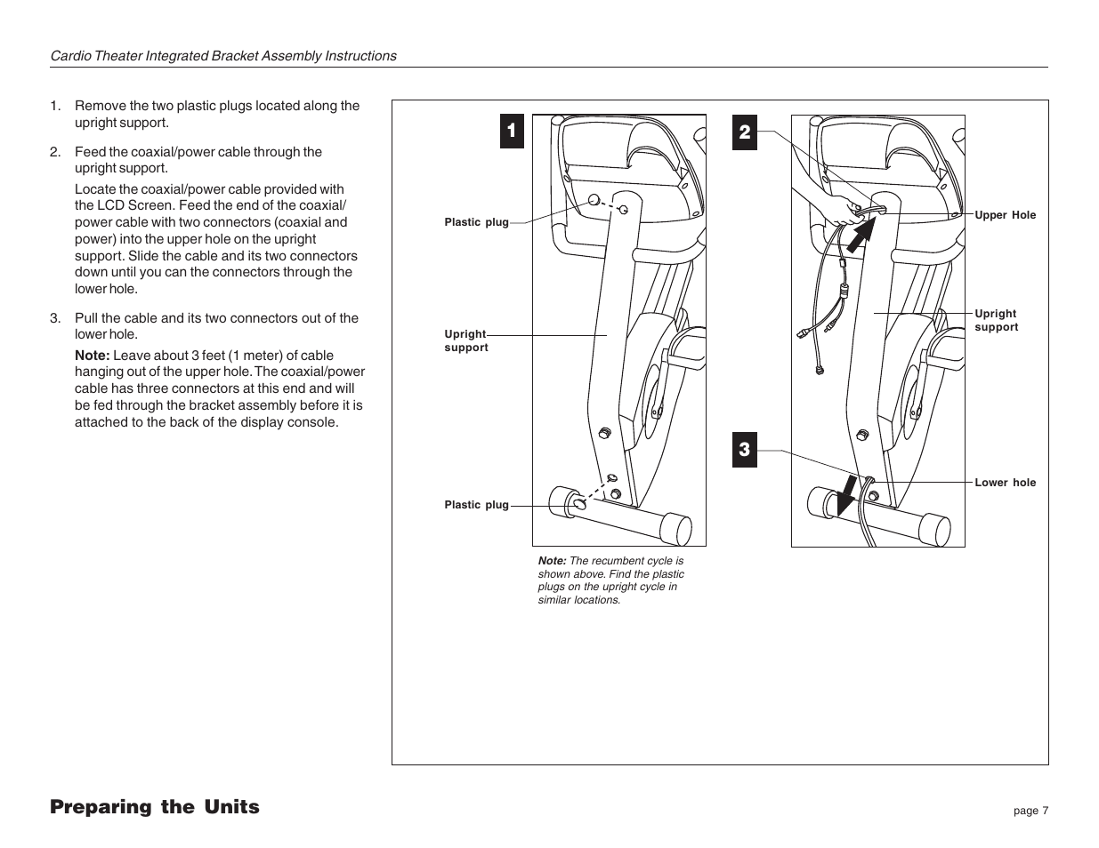Preparing the units 1 2 | Precor Cycles Integrated LCD Screen Option none User Manual | Page 7 / 16