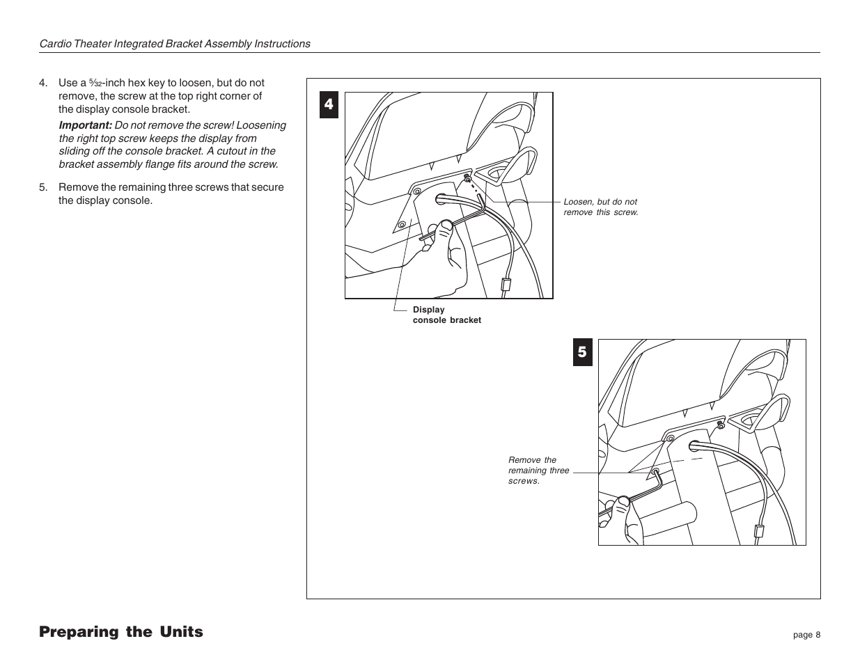 Preparing the units | Precor Cycles Integrated LCD Screen Option none User Manual | Page 8 / 16