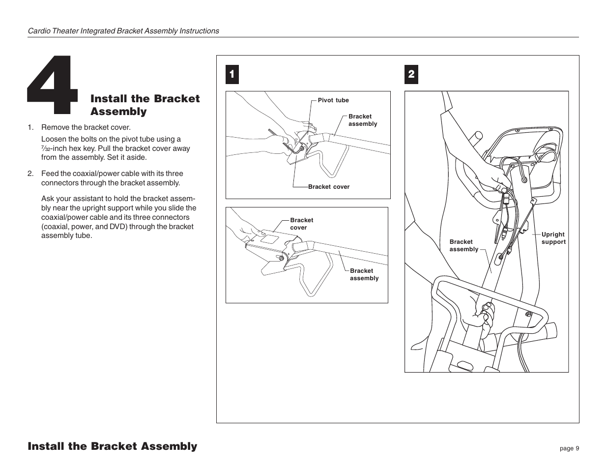 Install the bracket assembly | Precor Cycles Integrated LCD Screen Option none User Manual | Page 9 / 16