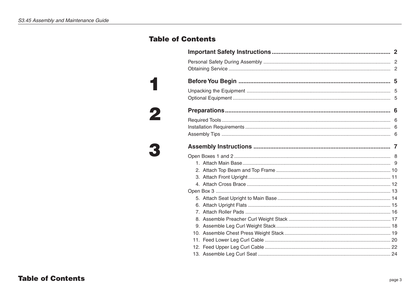 Precor S3.45 User Manual | Page 3 / 54