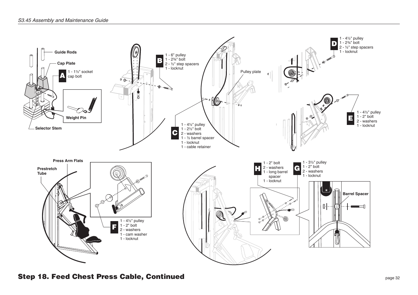 Step 18. feed chest press cable, continued | Precor S3.45 User Manual | Page 32 / 54
