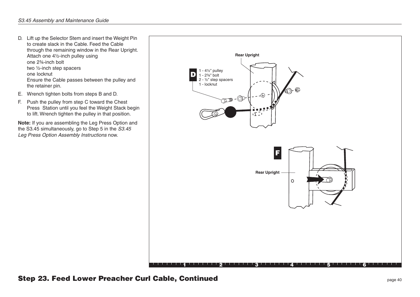 Step 23. feed lower preacher curl cable, continued | Precor S3.45 User Manual | Page 40 / 54