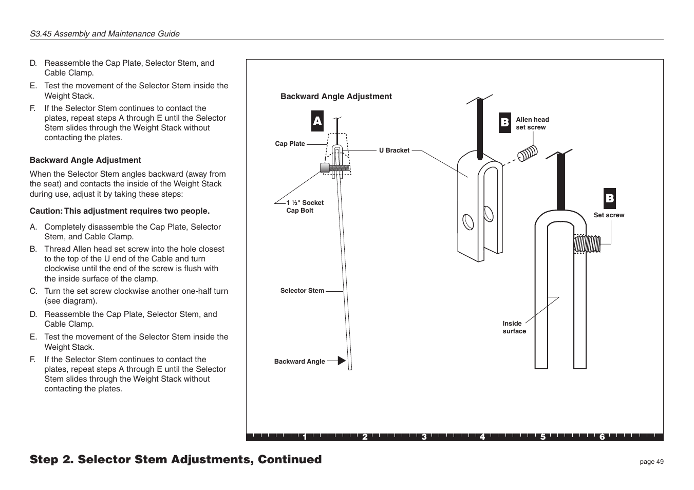 Step 2. selector stem adjustments, continued | Precor S3.45 User Manual | Page 49 / 54