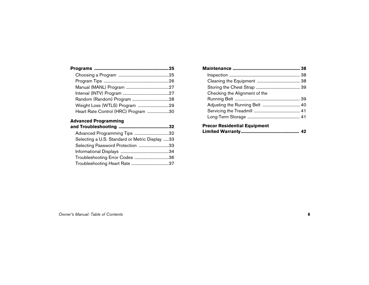 Precor Low Impact 9.31 User Manual | Page 10 / 60