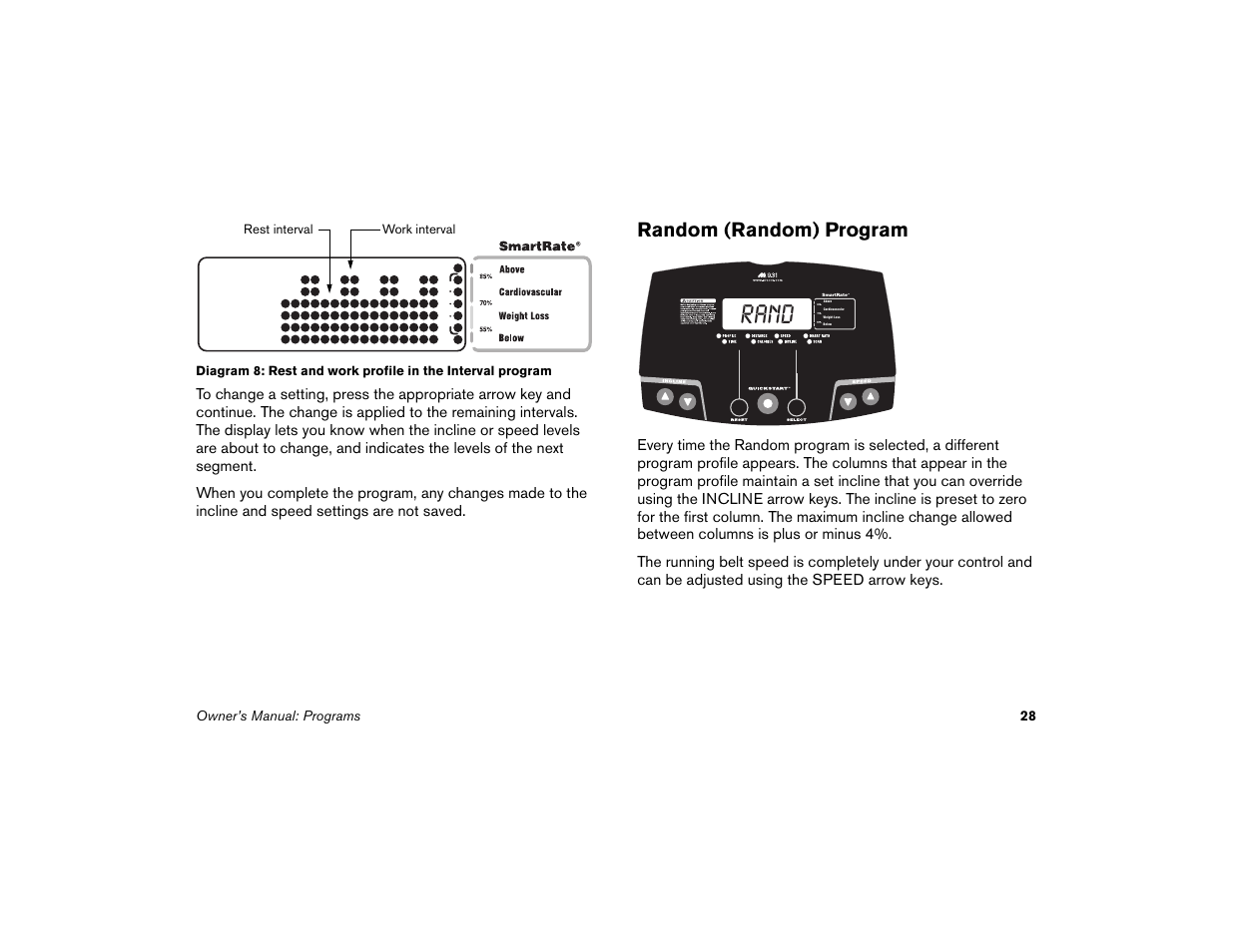 Random (random) program, Rand | Precor Low Impact 9.31 User Manual | Page 30 / 60