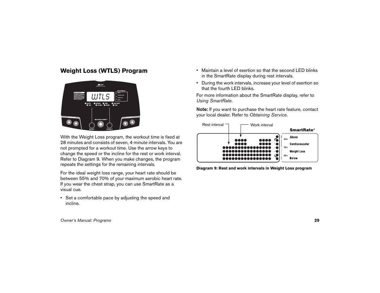 Weight loss (wtls) program, Wtls | Precor Low Impact 9.31 User Manual | Page 31 / 60