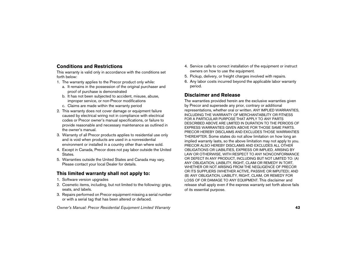 Precor Low Impact 9.31 User Manual | Page 45 / 60