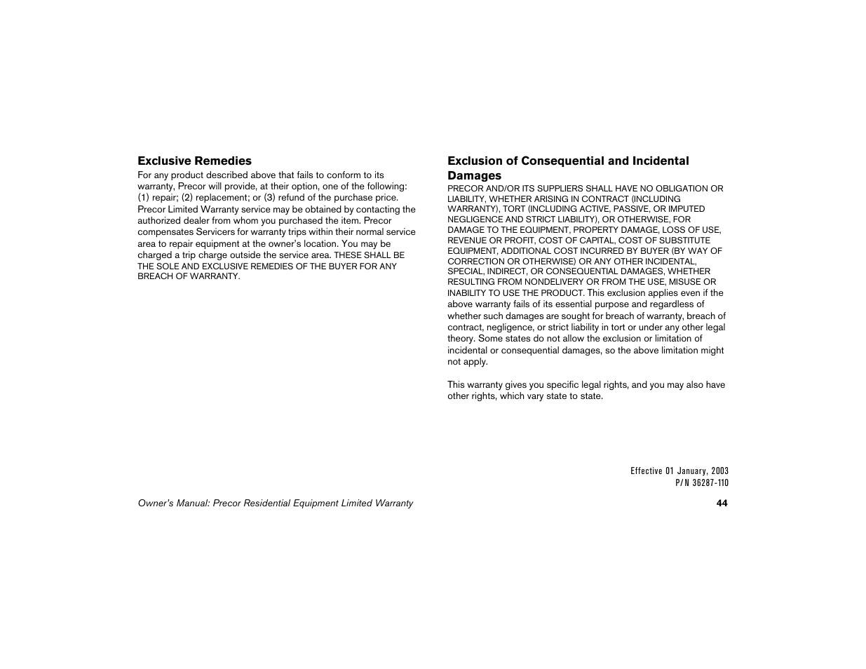Precor Low Impact 9.31 User Manual | Page 46 / 60
