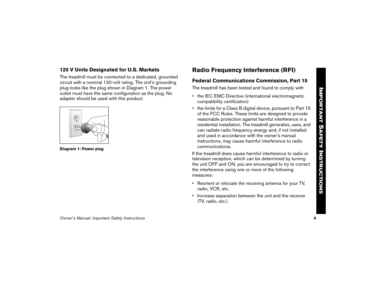 Radio frequency interference (rfi) | Precor Low Impact 9.31 User Manual | Page 6 / 60