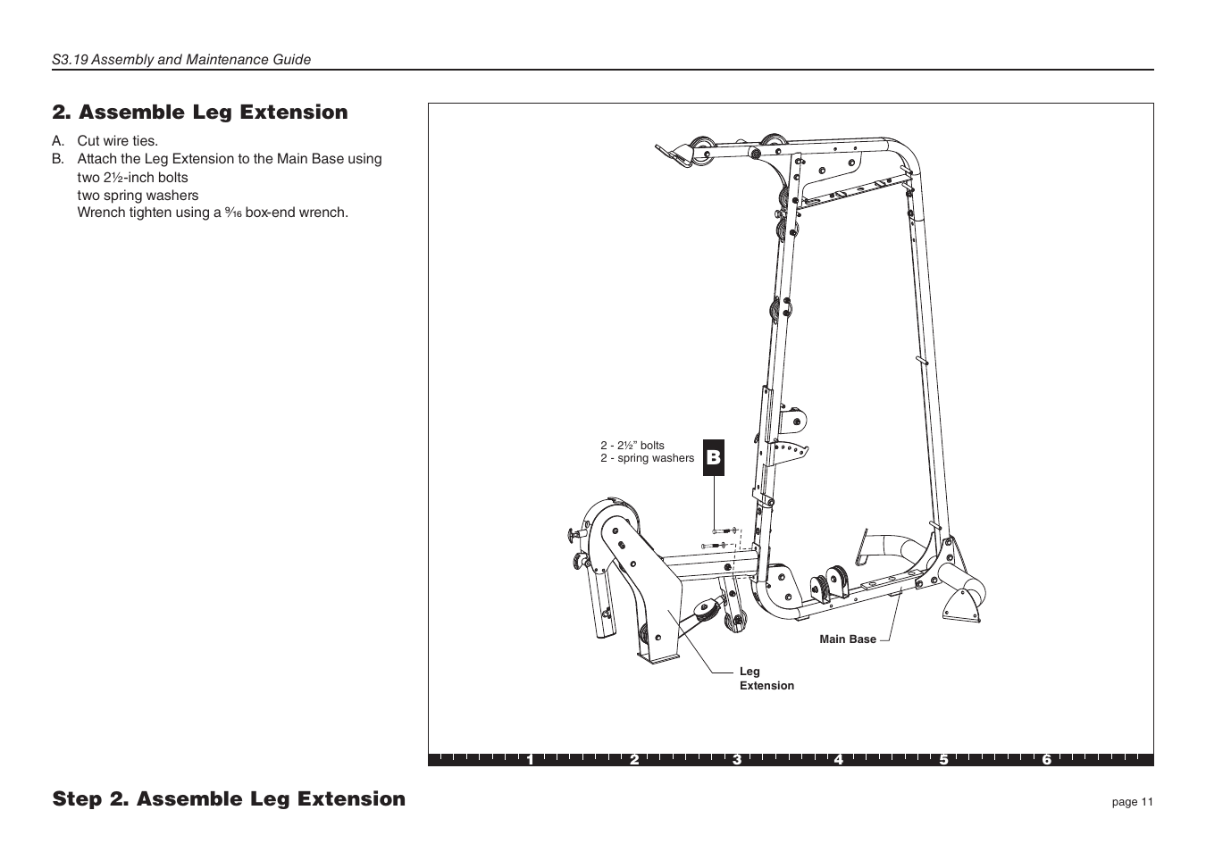 Assemble leg extension, Step 2. assemble leg extension b | Precor Strength-Training Fitness Equiptment S3-19 User Manual | Page 11 / 40