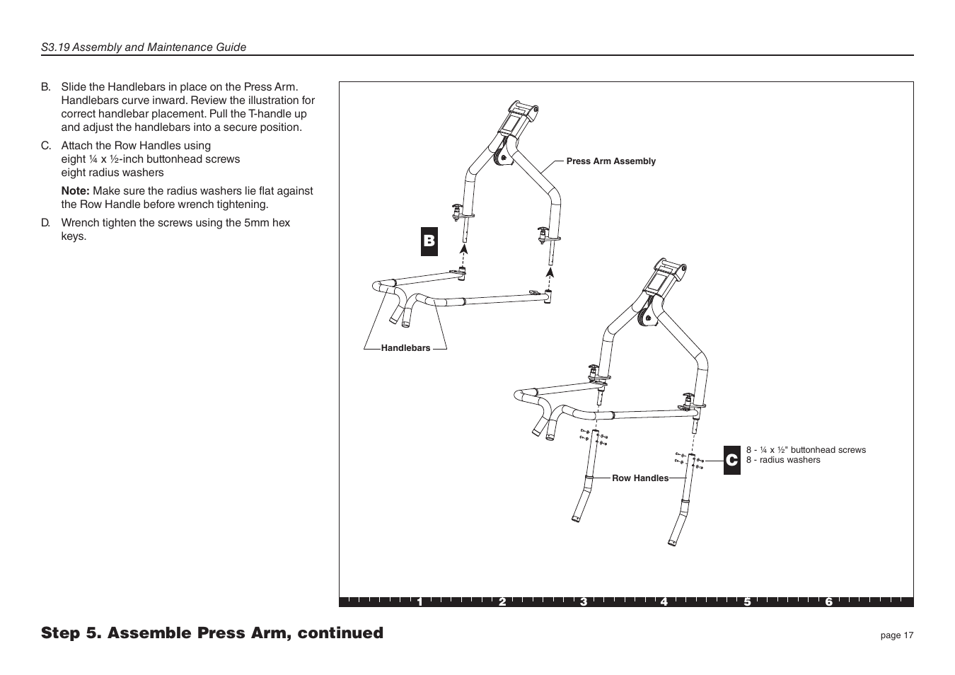 Step 5. assemble press arm, continued b | Precor Strength-Training Fitness Equiptment S3-19 User Manual | Page 17 / 40