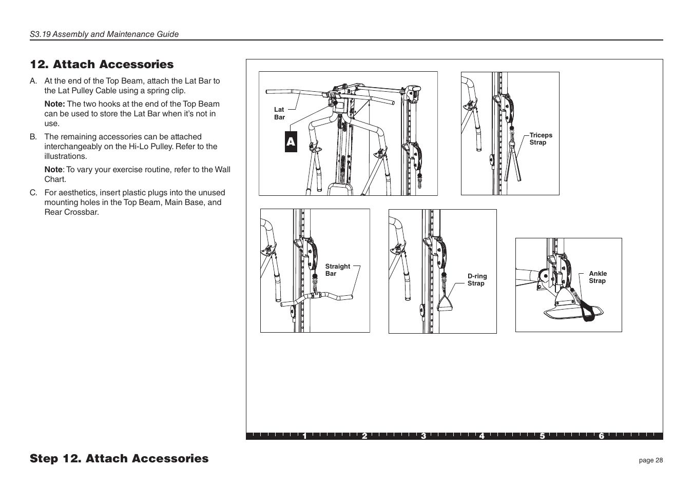 Attach accessories, Step 12. attach accessories | Precor Strength-Training Fitness Equiptment S3-19 User Manual | Page 28 / 40