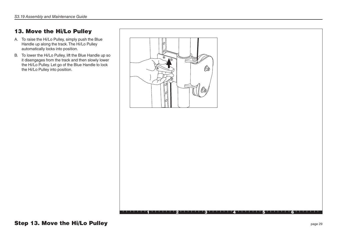 Move the hi/lo pulley, Step 13. move the hi/lo pulley | Precor Strength-Training Fitness Equiptment S3-19 User Manual | Page 29 / 40
