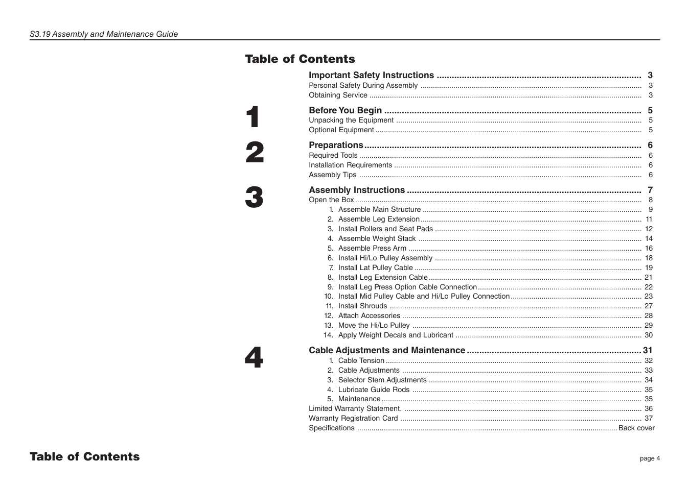 Precor Strength-Training Fitness Equiptment S3-19 User Manual | Page 4 / 40
