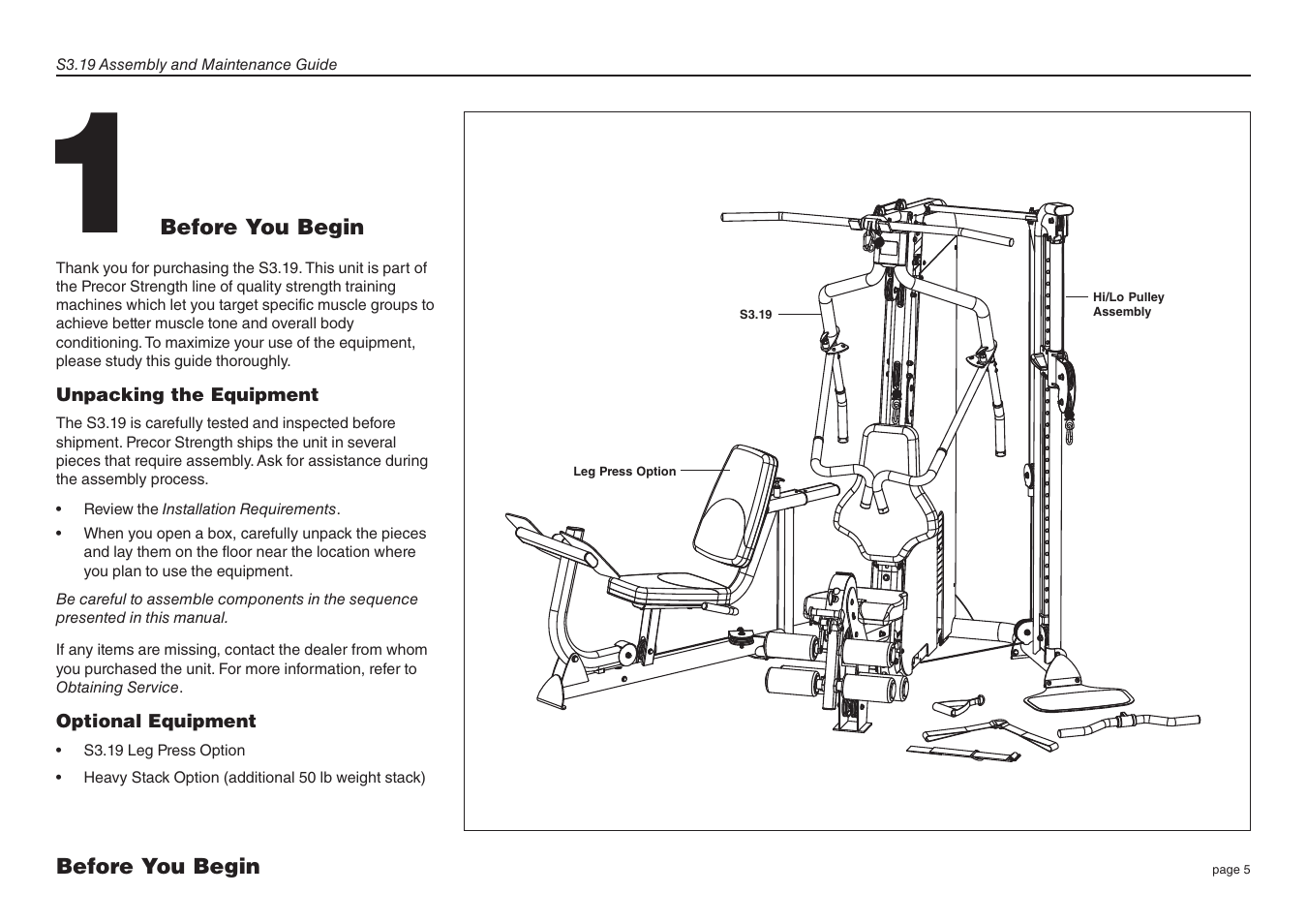 Precor Strength-Training Fitness Equiptment S3-19 User Manual | Page 5 / 40
