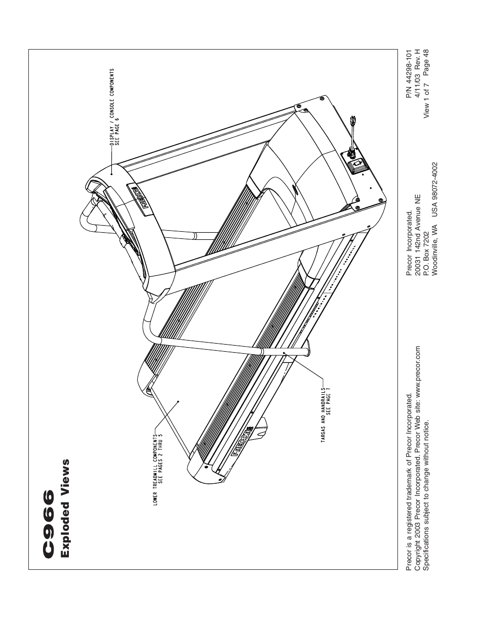 Exploded views | Precor C966 User Manual | Page 48 / 56