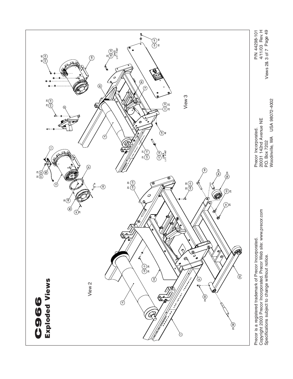 Exploded views | Precor C966 User Manual | Page 49 / 56