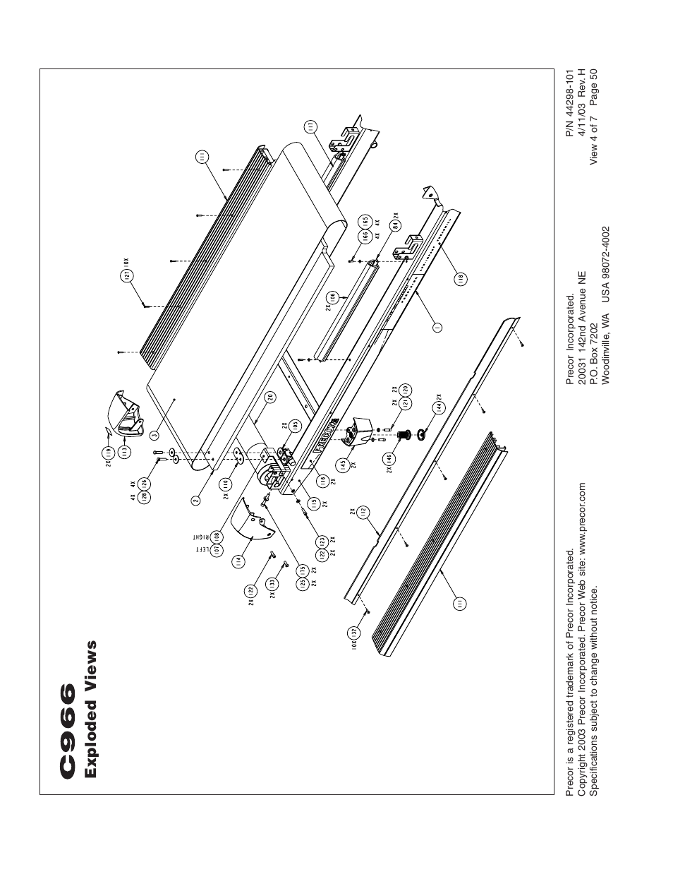 Exploded views | Precor C966 User Manual | Page 50 / 56