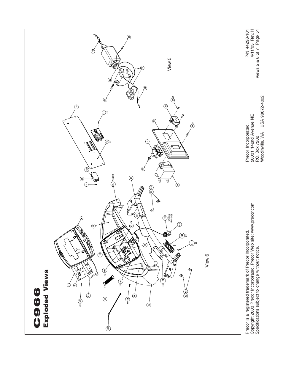 Exploded views | Precor C966 User Manual | Page 51 / 56